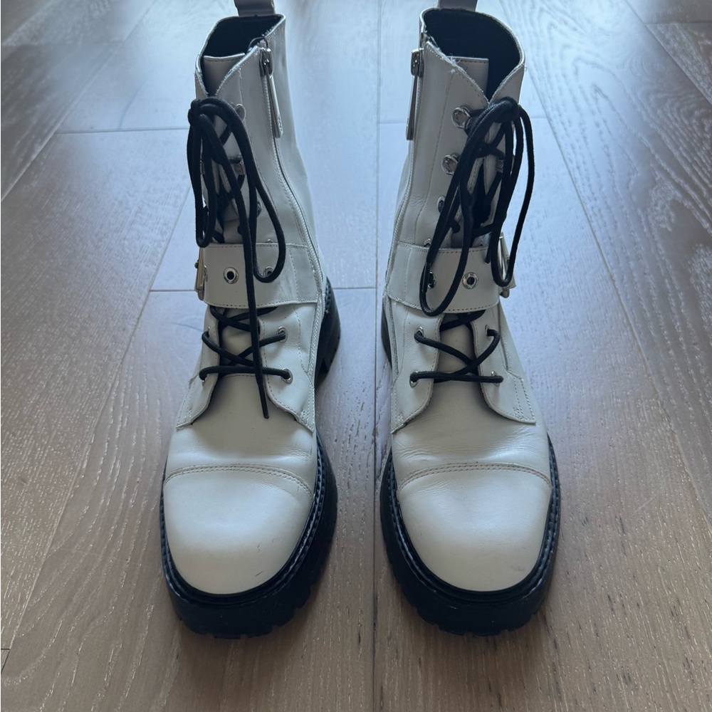 Zara White Combat & Moto Boots
